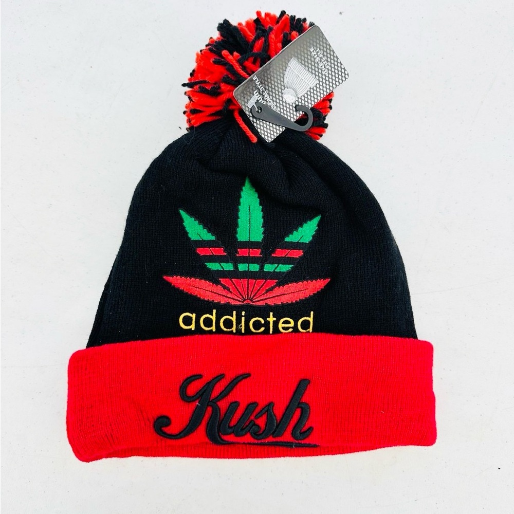 Black and Red Unisex Adult Beanie